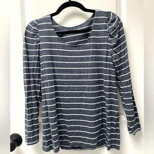 Loft puff sleeve blue stripe shirt